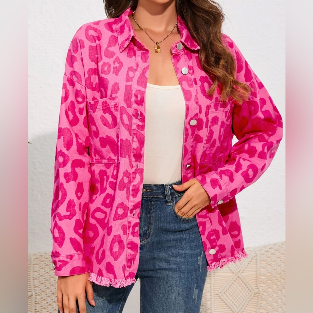 Pink Leopard Print Women's Jacket